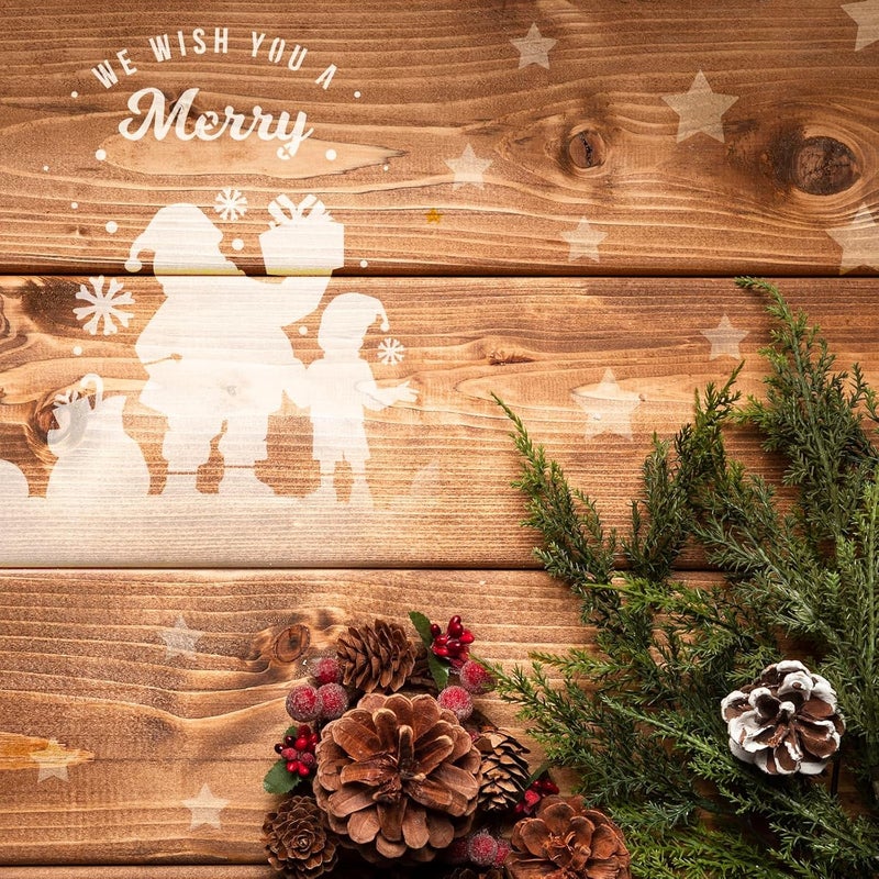 YKW 10 Pcs Christmas Stencils Set - Reusable 7.9x6.3 Inch Holiday Templates for Painting on Wood and DIY Decor - Snowman, Tree, Reindeer Designs - Craft Kit for Adults - Festive Art Supplies - Image 4